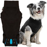 Suitical Recovery Suit for Dogs - Dog Surgery Recovery Suit with Clip-Up System - Breathable Fabric for Spay, Neuter, Skin Conditions, Incontinence - Medium Dog Suit, Black