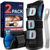 FEATOL 2 Pack Blue Black Wrist Brace for Carpal Tunnel - Pain Relief for Sprain, Arthritis, Tendonitis, Injuries, Wrist Pain, Cockup Wrist - Wrist Brace Night Support Both Hand with Removeable Splint - For Men & Women Large/X-Large Size