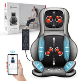 COMFIER Shiatsu Neck Back Massager with Heat and Compression, App Control 2D or 3D Deep Tissue Kneading Massage Chair Pad, Chair Massager for Full Body Pain Relief, Ideal Gifts,Grey