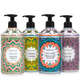 AnatoliaDaphne Mosaic Liquid Hand Soap/Wash Gift Set, Ideal Bathroom Kitchen Hand Soap Set,Lavender + Almond & Argan + Peppermint & Eucalyptus + Camomile, 4 x 24.6 fl oz Each Liquid Soap Bottle