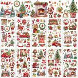 Lincia 10 Sheets Christmas Rub on Transfers for Crafts and Furniture Rub on Transfers Stickers Snowman Vintage Reindeer Gnome Vintage Decals for Home DIY Craft 5.91 x 11.81(Nostalgic)