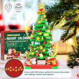 Advent Calendar 2024 Building Blocks Kit - Christmas Tree, 572 Pieces 24 Days Surprise Christmas Countdown Toys Building Set, with LED Light Building Toys Desk Decor Christmas Gifts for Kids Adult