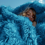 Bedsure Soft Bright Blue Throw Blanket for Couch, Fluffy Fuzzy Blankets & Throws for Bed, Sofa, Cozy Plush Sherpa Fleece Faux Fur Blanket, Thick Warm Christmas Blanket Gifts for Women, Men, 50x60