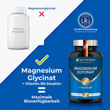 PLASTIMEA Magnesium Glycinat + Vitamin B6 | Optimale Bioverfügbarkeit | 1,5 Monatsvorrat | 90 Kapseln Hochdosiert Magnesiumcitrat + Bisglycinat OHNE Zusatzstoffe Entspannung Schlaf Muskeln Nerven Anti Stress