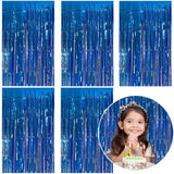 5 Pack Foil Curtain Backdrop Blue Metallic Tinsel Foil Fringe Curtains Photo Booth Props for Birthday Wedding Engagement Baby Shower Bachelorette Christmas Holiday Celebration Party Decorations