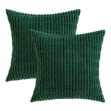 MIULEE Pack of 2 Dark Green Corduroy Decorative Throw Pillow Covers 20x20 Inch Soft Boho Striped Pillow Covers Modern Farmhouse Christmas Home Decor for Sofa Living Room Couch Bed