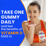 Vitamin D Gummies for Adults Kids 5000 IU - Chewable D3 Gummies Supplement for Women Men 2 Month Supply VIT D Gummy Tasty Chewables