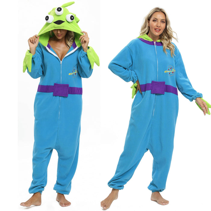 NAITOKE Adult Animal Onesie Halloween Costume Cosplay One-Piece Pajamas Women Man Teens Blue Green