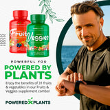 POWERED X PLANTS Fruits & Veggies Capsules - Natural Superfood Packed with Vitamins & Minerals - Fruit & Vegetable Supplements for Adults Pack of 2, 90 Capsules Each