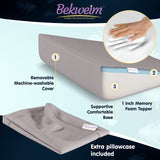 Bed Wedge Pillow | Unique Curved Design for Multi Position Use | Memory Foam Wedge Pillow for Sleeping | Works for Back Support, Leg, Knee | includes Cover Plus Extra Sheet (Dark Grey)