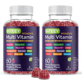 Womens Multivitamin Gummies - Immune Support - 12 in 1 Essential Daily Vitamins & Minerals - Vitamin A, C, D3, E, B6, B12, Folic Acid, Biotin, Calcium, Zinc & More - Vegetarian - Raspberry Flavored