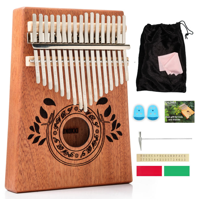 UNOKKI Kalimba 17 Key Thumb Piano, Portable Mahogany Mbira Finger Piano with Instruction, Carrying Bag, Tune Hammer, Holiday Gift for Kids & Adults on Christmas & Thanksgiving (Light Brown)