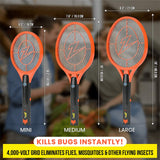 ZAP IT! Bug Zapper Rechargeable Bug Zapper Racket, 4,000 Volt, USB Charging Cable, 2 Pack