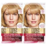 L'Oreal Paris Excellence Creme Permanent Hair Color, 8G Medium Golden Blonde, 100 percent Gray Coverage Hair Dye, Pack of 2