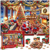 Jigsaw Puzzle Advent Calendar 2024 Christmas Puzzles for Kids and Adults 1008 Pieces Puzzles in 24 Boxes for Countdown Christmas Gifts for Boys Girls Men Women - Merry Christmas(27.56 x 19.68 Inch)