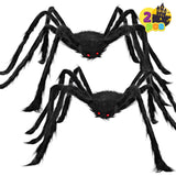 JOYIN 2 Pack 4 Ft Halloween Spider Decorations Outdoor, Halloween Giant Spiders Outside Decor, Large Spider with Adjustable Legs, Scary Fake Black Hairy Spider for Yard Lawn Indoor Haunted House Props