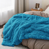 Bedsure Soft Bright Blue King Size Blanket for Bed, Fluffy Fuzzy Large King Blanket for Winter, Cozy Plush Sherpa Fleece Faux Fur Blanket, Thick Warm Christmas Blanket Gifts for Women, Men, 108x90