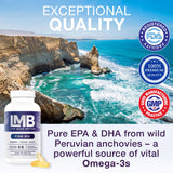 Wild Caught Omega 3 Fish Oil 3000mg - Triple Strength Burpless DHA 900mg + EPA 1200mg Non-GMO - Enteric Coated with No Aftertaste - LMB (90 Soft Gels)