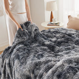 Bedsure Soft Twin Blanket for Bed, Fluffy Fuzzy Blankets Twin Size for Couch, Sofa, Cozy Plush Sherpa Fleece Faux Fur Blanket, Thick Warm Christmas Blanket Gifts for Women, Men, 60x80, Tie Dye Grey