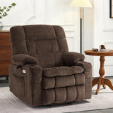 MCombo Small Dual Motor Power Lift Recliner Chair Sofa with Massage and Heat for Elderly People, Infinite Position, USB Ports, Fabric R7894 (Coffee, Small-Wide)