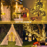 JMEXSUSS 2 Pack Warm White Solar String Lights, Total 66FT 200 LED Solar Christmas Lights Outdoor, Waterproof 8 Modes Copper Wire Solar Fairy Lights for Outside Patio Tree Yard Garden Decorations