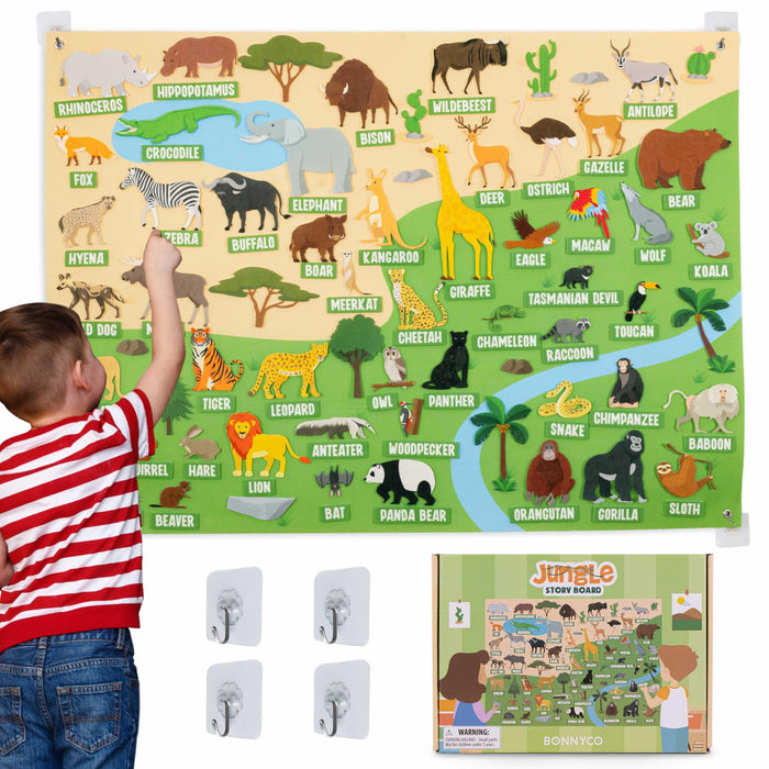 BONNYCO Felt Board for Toddlers with 116 Animals Figures, Montessori Toys