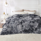 Bedsure Soft King Size Blanket for Bed, Fluffy Fuzzy Large King Blanket for Winter, Cozy Plush Sherpa Fleece Faux Fur Blanket, Thick Warm Christmas Blanket Gifts for Women, Men, 108x90, Tie Dye Grey