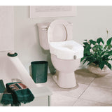 Carex E-Z Lock Raised Toilet Seat - 5 Inch Height Toilet Lift Seat Riser for Elderly and Handicap - Fits Round or Elongated Toilets, Toilet Seat Lifter, White