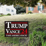 Probsin Trump Vance 2024 Yard Sign Double Sided 16" x 24" Trump Vance'24 Take America Back MAGA Signs Voted for Trump Vance Outdoor Decorations for Lawn, Garden, Window, Party Supplies (Black)