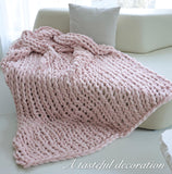 Maetoow Chenille Chunky Knit Blanket Throw （30×40 Inch）, Handmade Warm & Cozy Blanket Couch, Bed, Home Decor, Soft Breathable Fleece Banket, Christmas Thick and Giant Yarn Throws, Light Pink