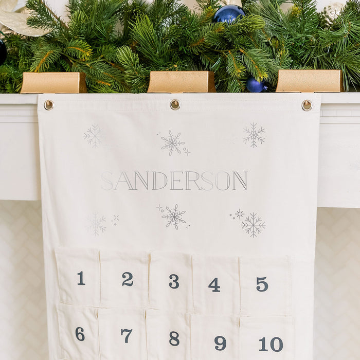 Weddingstar Customizable Reusable Fabric Christmas Advent Calendar - Falling Snowflakes