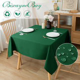 Biscaynebay Textured Fabric Christmas Square Table Cloth 70x70 Inch, Hunter Green Water Resistant Tablecloths for Dining, Kitchen, Wedding and Parties etc. Machine Washable