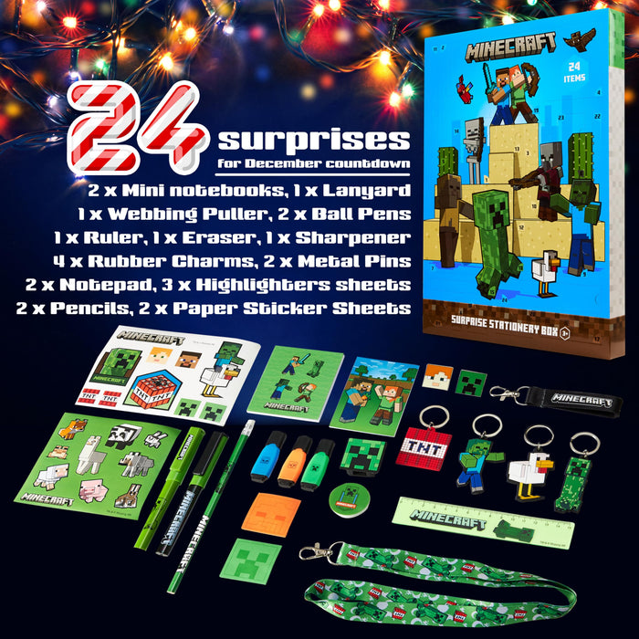 Minecraft Advent Calendar 2024 for Kids and Teenagers – Unique Boys Advent Calendar (Blue/Green)