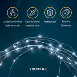 MUMUXI LED Fairy Lights Battery Operated String Lights [12 Pack] 7.2ft 20 Battery Powered LED Lights | Mini Lights, Centerpiece Table Decorations, Wedding Party Bedroom Mason Jar Christmas, Cool White