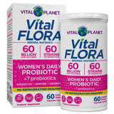 Vital Planet - Vital Flora Women’s Daily Probiotic 60 Billion CFU, Diverse Strains, Organic Prebiotics, Vaginal and Immune Support, Shelf Stable Digestive Health Probiotics for Women 60 Capsules