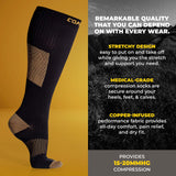 CopperJoint Wide Calf Copper Compression Socks for Women & Men - Diabetic Sock, Improves Circulation, Reduces Swelling & Pain - For Nurses, Running, & Everyday Use - Copper Infused Nylon (4X-Large)