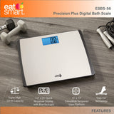 Eat Smart Precision 550 Pound Extra-High Capacity Digital Bathroom Scale for Body Weight with Extra-Wide Platform, Stainless Steel