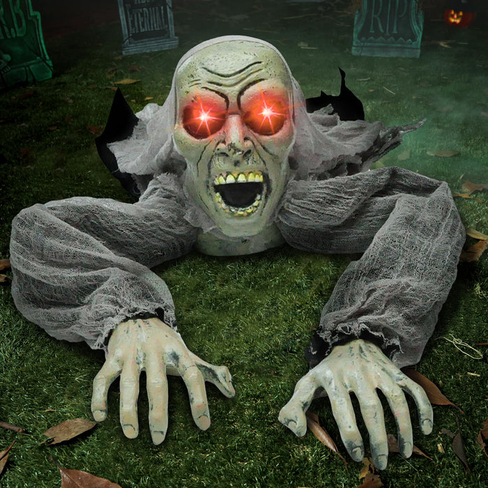 JOYIN Zombie Halloween Decoration Outdoor Groundbreaker Scary Halloween Graveyard Decor with Sound and Flashing Eyes for Yard Garden, Outside Lawn Haunted House Prop