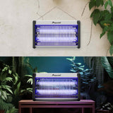 Aspectek 20W Electric Bug Zapper for indoor use. Effective against mosquitoes and flies. 2 extra replacement bulbs included. Lightweight design, 2800V powerful Grid, easy cleaning, washable tray.