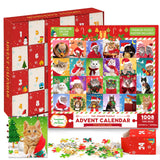 Bestbase Advent Calendar 2024 Christmas Countdown Jigsaw Puzzles - Christmas Cats, 24 Boxes with 1008 Pieces Countdown to Christmas Puzzle, Christmas Decorations Christmas Gifts for Adults Kids