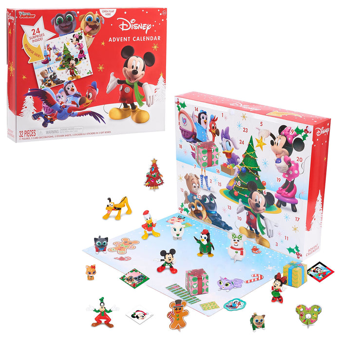 Disney Junior Advent Calendar 2021, 32 pieces, figures, decorations, and stickers, Officially Licensed Kids Toys for Ages 3 Up by Just Play