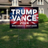 24"x18" 'Trump Vance 2024 Make America Great Again' Yard Sign with Stakes, Double Sided Political Yard Sign for Republican Party (Design 1)