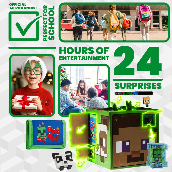 Minecraft Advent Calendar 2024 for Kids and Teenagers – Unique Boys Advent Calendar (Green Cube)