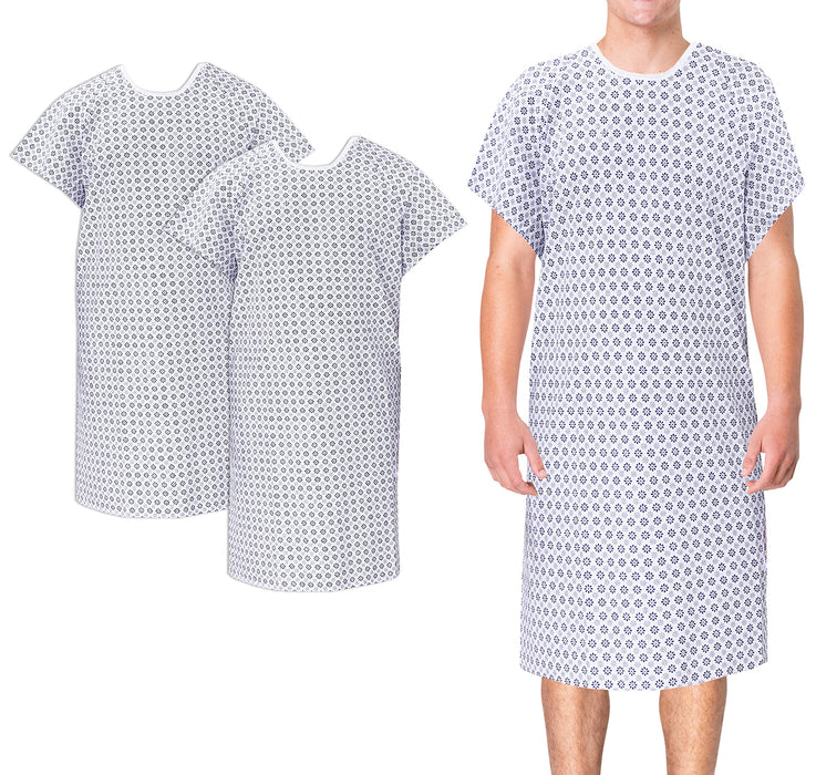 RUVANTI Hospital Gowns for Women/Men, 2 Pack, Plus Size Hospital Gown up to 2XL, Medical Gown for Elderly, Labor & Delivery, Patient Gown Costume for Halloween, Washable & Reusable