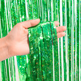 Green Tinsel Curtain Party Backdrop - GREATRIL Foil Fringe Streamers for St Patrick’s Day/Luau/Turtle/Hawaiian/Dinosaur/Ghost/Football/Christmas Decorations 2 Packs