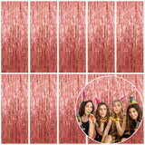 10 Pack Foil Curtain Backdrop Rose Gold Metallic Tinsel Foil Fringe Curtains Photo Booth Props for Birthday Wedding Engagement Baby Shower Bachelorette Christmas Holiday Celebration Party Decorations