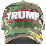 The Hat Depot Exclusive Trump Keep America Great/Make America Great Again 3D Signature Cap (Wood Camo)