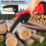 WISCKY Mini Chainsaw Cordless Power Electric-Chain-Saws - 4 Inch Battery Power Chainsaw Small Portable One-Hand Handheld, 26V Rechargeable Operated, for Tree Trimming and Branch Wood Cutting