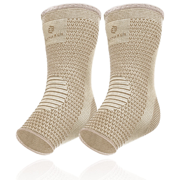 Benmarck Achilles Tendon Support Brace, Plantar Fasciitis Sock, Ankle Compression Sleeve For Running, Tendonitis and Flat Feet Relief (Natural Beige, Unisize)