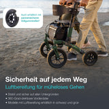 Helavo All Terrain Walker with Pneumatic Tires - Foldable Outdoor Walker for Seniors with Seat - Best Comfort on All Surfaces